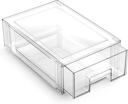 Stackable Storage Drawers, Large - Clear | THE CRATE COLLECTION | Storage Bins With Drawers | Bathroom Organizers | Under Sink Organizer | Vanity Cabinet Home Organization