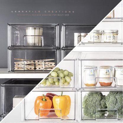 Stackable Storage Drawers, Large - Clear | THE CRATE COLLECTION | Storage Bins With Drawers | Bathroom Organizers | Under Sink Organizer | Vanity Cabinet Home Organization