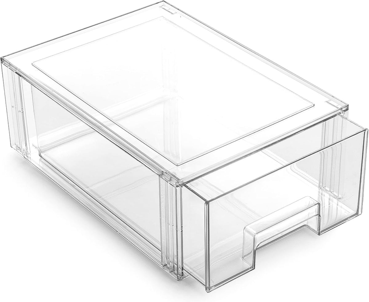 Stackable Storage Drawers, Large - Clear | THE CRATE COLLECTION | Storage Bins With Drawers | Bathroom Organizers | Under Sink Organizer | Vanity Cabinet Home Organization