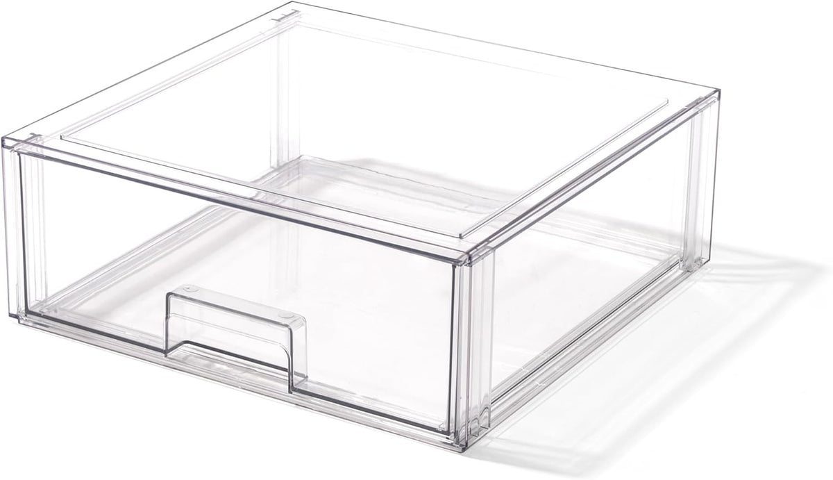 Stackable Storage Drawers, Large - Clear | THE CRATE COLLECTION | Storage Bins With Drawers | Bathroom Organizers | Under Sink Organizer | Vanity Cabinet Home Organization