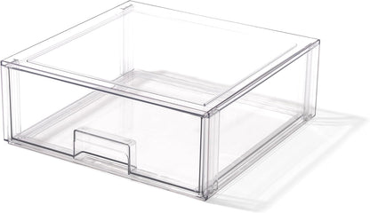 Stackable Storage Drawers, Large - Clear | THE CRATE COLLECTION | Storage Bins With Drawers | Bathroom Organizers | Under Sink Organizer | Vanity Cabinet Home Organization