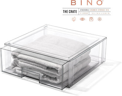 Stackable Storage Drawers, Large - Clear | THE CRATE COLLECTION | Storage Bins With Drawers | Bathroom Organizers | Under Sink Organizer | Vanity Cabinet Home Organization