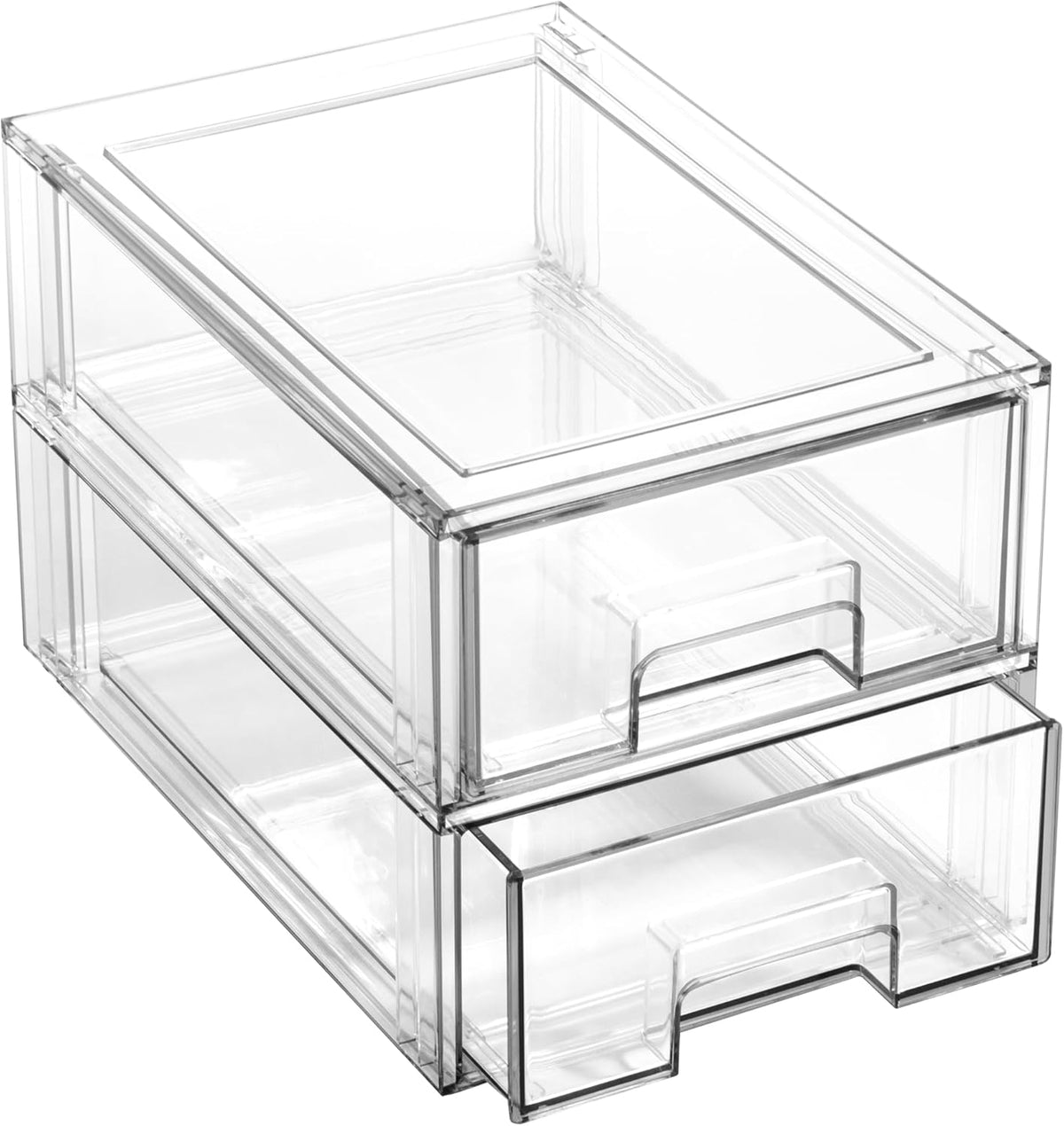 Stackable Storage Drawers, Large - Clear | THE CRATE COLLECTION | Storage Bins With Drawers | Bathroom Organizers | Under Sink Organizer | Vanity Cabinet Home Organization