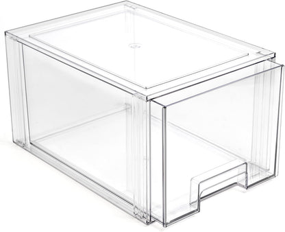 Stackable Storage Drawers, Large - Clear | THE CRATE COLLECTION | Storage Bins With Drawers | Bathroom Organizers | Under Sink Organizer | Vanity Cabinet Home Organization