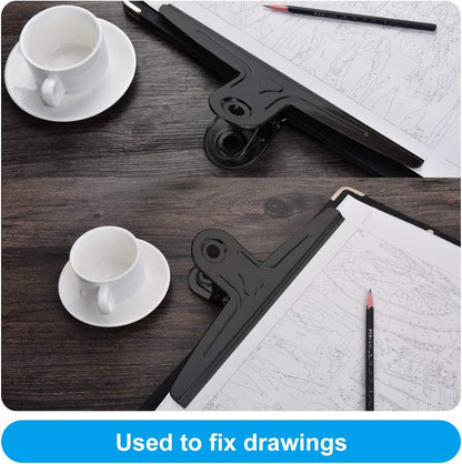 Extra Large Bulldog Clips Black, 2 Pcs Heavy-Duty Jumbo Bull Clips 30cm XXL Stainless Steel Paper Clip Clamps (11 4/5 Inch)