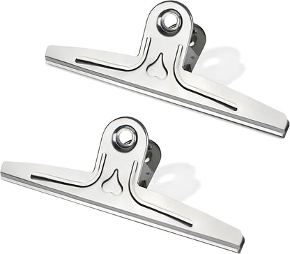 Extra Large Bulldog Clips Black, 2 Pcs Heavy-Duty Jumbo Bull Clips 30cm XXL Stainless Steel Paper Clip Clamps (11 4/5 Inch)