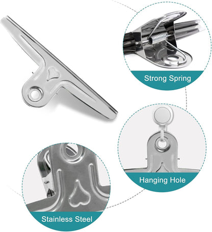 Extra Large Bulldog Clips Black, 2 Pcs Heavy-Duty Jumbo Bull Clips 30cm XXL Stainless Steel Paper Clip Clamps (11 4/5 Inch)
