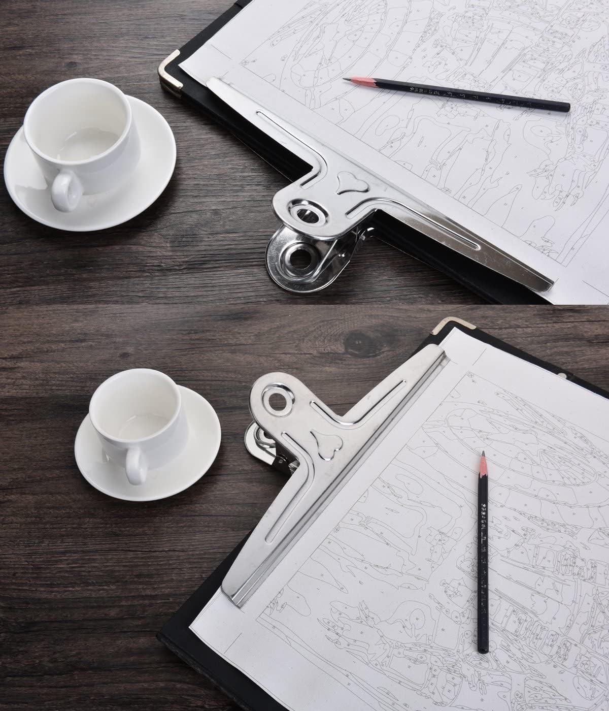 Extra Large Bulldog Clips Black, 2 Pcs Heavy-Duty Jumbo Bull Clips 30cm XXL Stainless Steel Paper Clip Clamps (11 4/5 Inch)