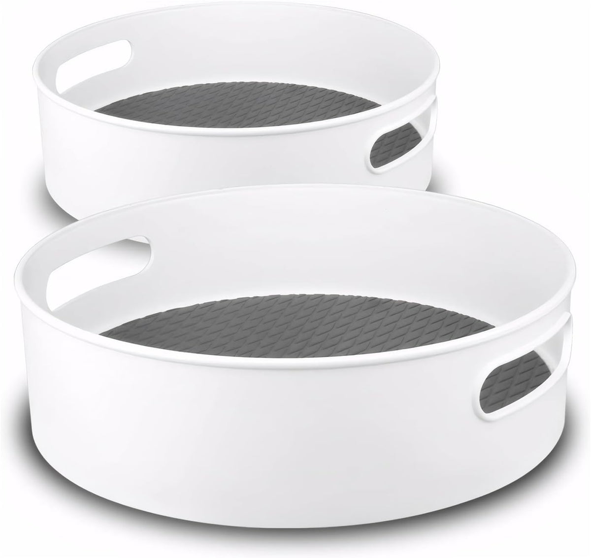 360° Rotating Lazy Susan Organizers, 2 Packs 9" and 12" Turntable Spice Rack Organisers for Kitchen Organization and Storage, Non-Slip Under Sink Organizer for Bathroom Pantry Cupboard