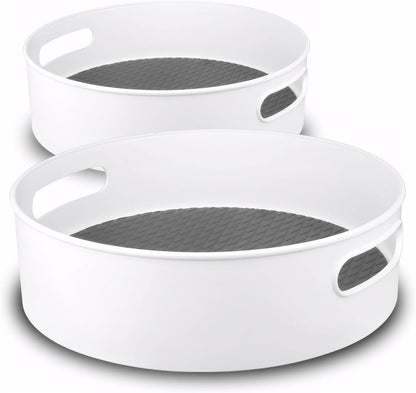 360° Rotating Lazy Susan Organizers, 2 Packs 9" and 12" Turntable Spice Rack Organisers for Kitchen Organization and Storage, Non-Slip Under Sink Organizer for Bathroom Pantry Cupboard