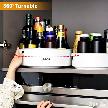 360° Rotating Lazy Susan Organizers, 2 Packs 9" and 12" Turntable Spice Rack Organisers for Kitchen Organization and Storage, Non-Slip Under Sink Organizer for Bathroom Pantry Cupboard