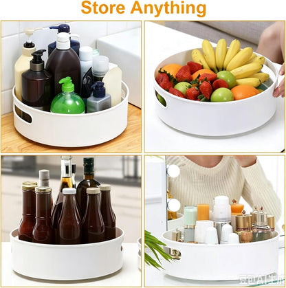 360° Rotating Lazy Susan Organizers, 2 Packs 9" and 12" Turntable Spice Rack Organisers for Kitchen Organization and Storage, Non-Slip Under Sink Organizer for Bathroom Pantry Cupboard