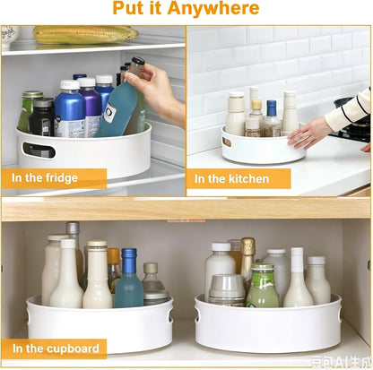 360° Rotating Lazy Susan Organizers, 2 Packs 9" and 12" Turntable Spice Rack Organisers for Kitchen Organization and Storage, Non-Slip Under Sink Organizer for Bathroom Pantry Cupboard