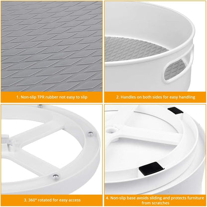 360° Rotating Lazy Susan Organizers, 2 Packs 9" and 12" Turntable Spice Rack Organisers for Kitchen Organization and Storage, Non-Slip Under Sink Organizer for Bathroom Pantry Cupboard