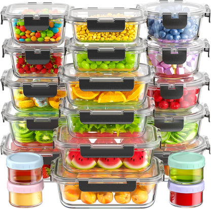 40 Piece Glass Food Storage Containers with Airtight Lids