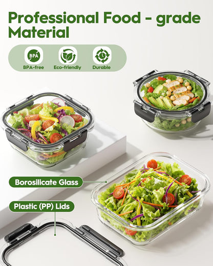 40 Piece Glass Food Storage Containers with Airtight Lids
