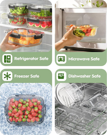 40 Piece Glass Food Storage Containers with Airtight Lids