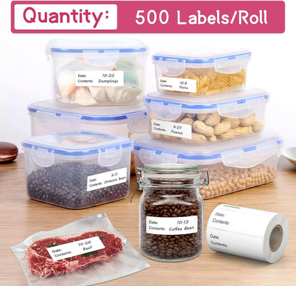 500 Pcs 1 x 3 inch Freezer Refrigerator Food Labels, Removable Freezer Labels for Food Containers, Mason Jar Labels, No Residue Food Storage Labels Perfect for Kitchen, Can Not be Torn