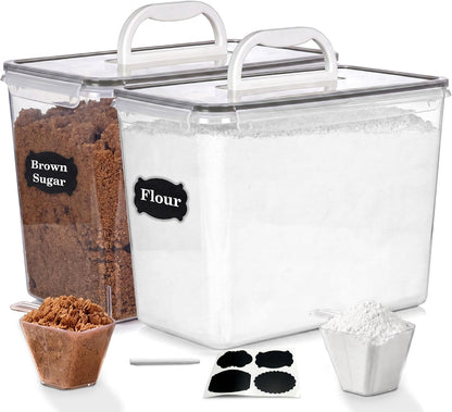 Extra Large Flour Sugar Storage Containers Set – 11L | 372oz Airtight Flour Container with Easy Carry Handle, BPA-Free, Flour and Sugar Containers, Pantry Kitchen Canisters, Fits 14 lbs Flour