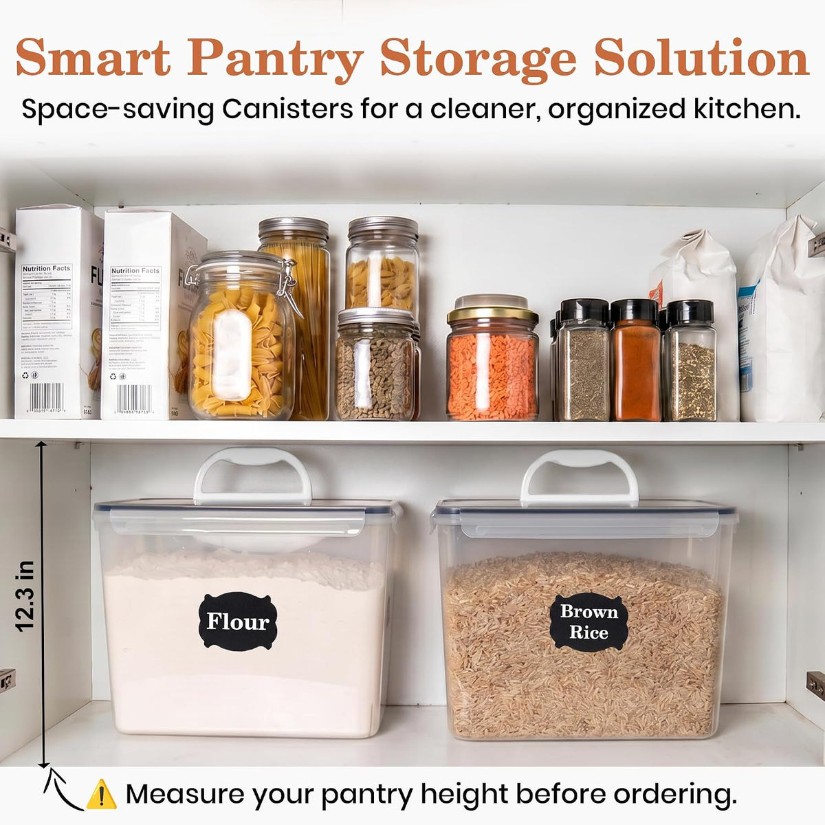Extra Large Flour Sugar Storage Containers Set – 11L | 372oz Airtight Flour Container with Easy Carry Handle, BPA-Free, Flour and Sugar Containers, Pantry Kitchen Canisters, Fits 14 lbs Flour