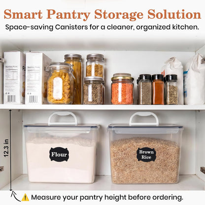 Extra Large Flour Sugar Storage Containers Set – 11L | 372oz Airtight Flour Container with Easy Carry Handle, BPA-Free, Flour and Sugar Containers, Pantry Kitchen Canisters, Fits 14 lbs Flour
