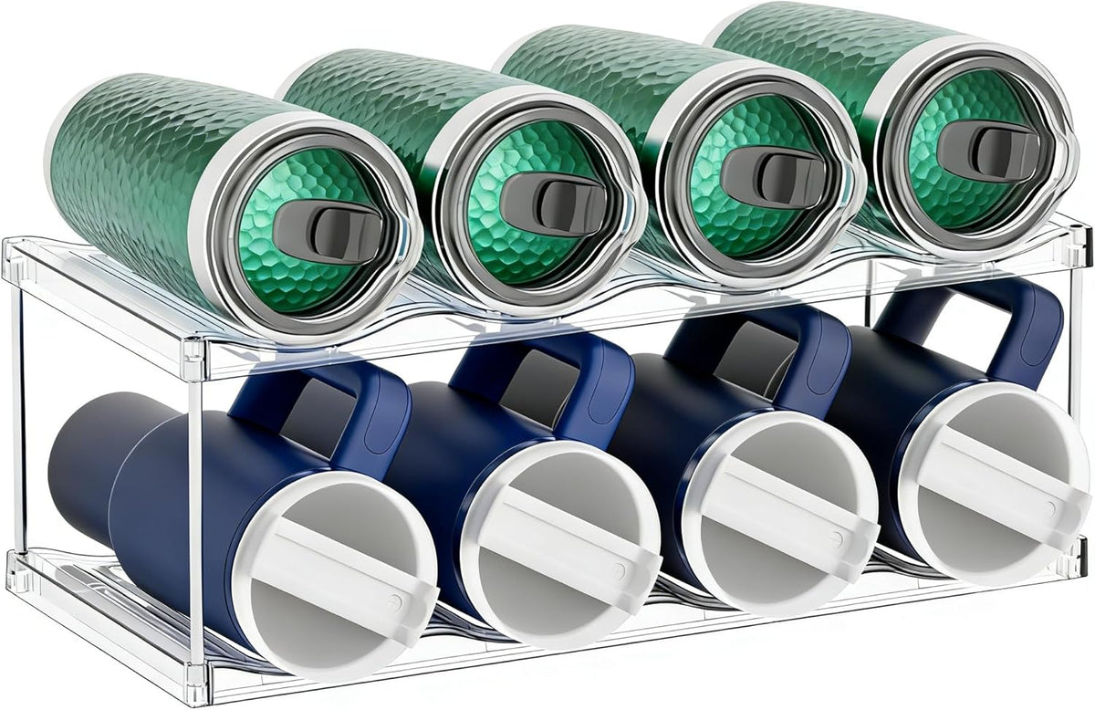 3 Tier Waterbottle Organizer for Cabinet - Large Compartment Stackable Water Bottle Holder and Wine Bottle Rack,Acrylic Water Bottle Organizer Rack for 40 oz Stanley Cup,Yeti and Tumbler Shelf