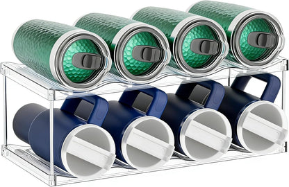 3 Tier Waterbottle Organizer for Cabinet - Large Compartment Stackable Water Bottle Holder and Wine Bottle Rack,Acrylic Water Bottle Organizer Rack for 40 oz Stanley Cup,Yeti and Tumbler Shelf