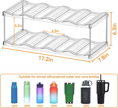 3 Tier Waterbottle Organizer for Cabinet - Large Compartment Stackable Water Bottle Holder and Wine Bottle Rack,Acrylic Water Bottle Organizer Rack for 40 oz Stanley Cup,Yeti and Tumbler Shelf