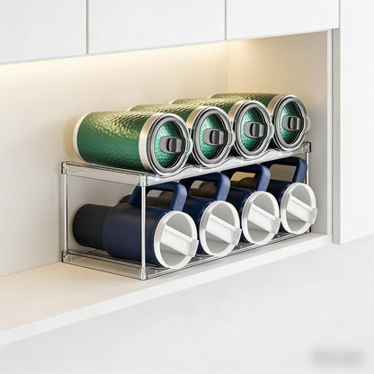 3 Tier Waterbottle Organizer for Cabinet - Large Compartment Stackable Water Bottle Holder and Wine Bottle Rack,Acrylic Water Bottle Organizer Rack for 40 oz Stanley Cup,Yeti and Tumbler Shelf