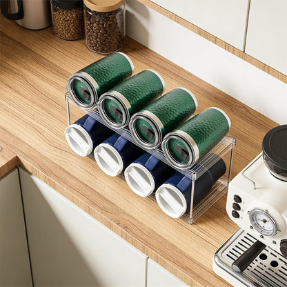3 Tier Waterbottle Organizer for Cabinet - Large Compartment Stackable Water Bottle Holder and Wine Bottle Rack,Acrylic Water Bottle Organizer Rack for 40 oz Stanley Cup,Yeti and Tumbler Shelf