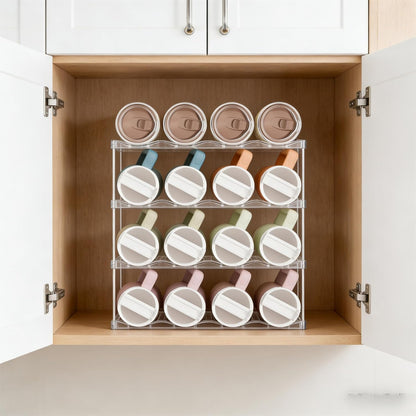 3 Tier Waterbottle Organizer for Cabinet - Large Compartment Stackable Water Bottle Holder and Wine Bottle Rack,Acrylic Water Bottle Organizer Rack for 40 oz Stanley Cup,Yeti and Tumbler Shelf
