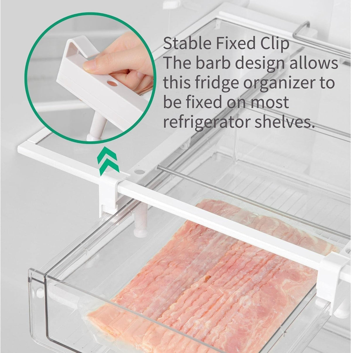 Large Fridge Drawer Organizer 14in-20in Upgradation Refrigerator Undershelf Drawer, Extra-Deep Storage Deli Meat, Cheese, Eggs, Fruit, Vegetable