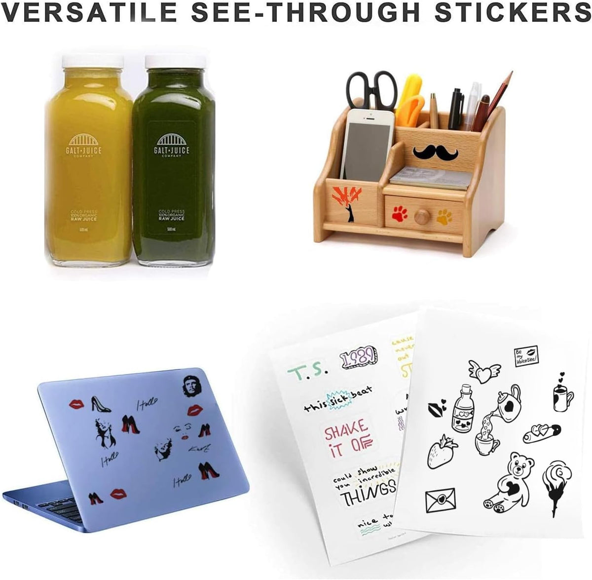 Printable Transparent Sticker Paper - 8.5" X 11" Blank Custom Label Sticker Sheets - 15 Clear Sheets - for Inkjet Printers