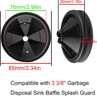 3 3/8" Garbage Disposal Sink Baffle QCB-AM Splash Guard for Insinkerator, Garbage Disposal Quiet Cover Splash Guard Replacement for InSinkErator Evolution Series(Black)