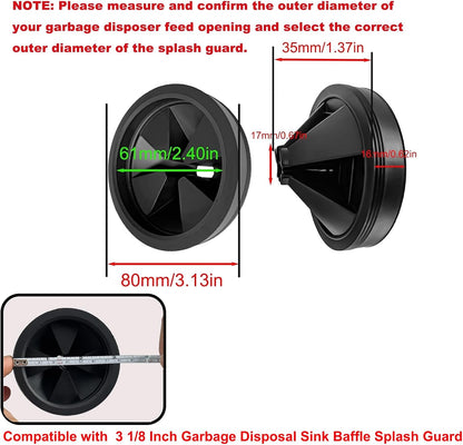 3 3/8" Garbage Disposal Sink Baffle QCB-AM Splash Guard for Insinkerator, Garbage Disposal Quiet Cover Splash Guard Replacement for InSinkErator Evolution Series(Black)