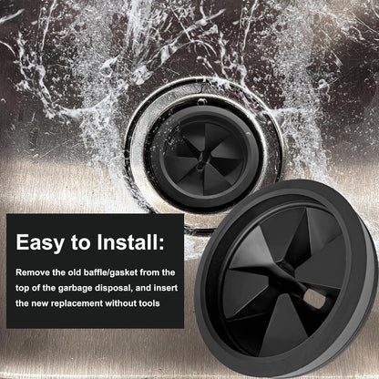 3 3/8" Garbage Disposal Sink Baffle QCB-AM Splash Guard for Insinkerator, Garbage Disposal Quiet Cover Splash Guard Replacement for InSinkErator Evolution Series(Black)