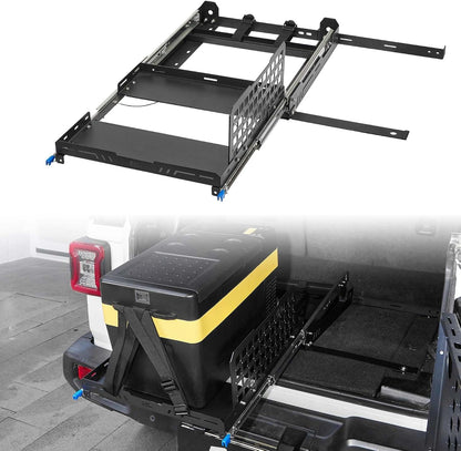 Fridge Slide Out Tray Fit (15.7-23.62 inch L x 19.7 inch W) Refrigerator, Cooler Slide Equipped with Storage Panel, Portable Car Fridges Freezer Slide, Max 290 LBS