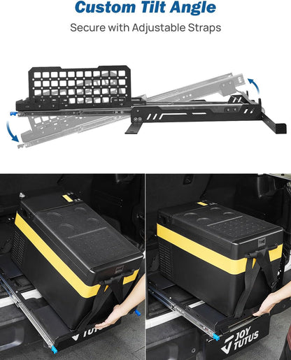 Fridge Slide Out Tray Fit (15.7-23.62 inch L x 19.7 inch W) Refrigerator, Cooler Slide Equipped with Storage Panel, Portable Car Fridges Freezer Slide, Max 290 LBS
