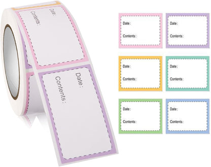 250PCS Food Labels Stickers, Freezer Labels Removable Food Storage Freezer Tape to Write on, 1x2Inch Adhesive Food Date Canning Labels for Jars Daycare Bottle Labels Food Containers