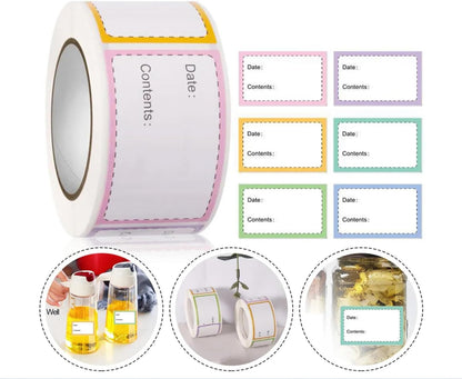 250PCS Food Labels Stickers, Freezer Labels Removable Food Storage Freezer Tape to Write on, 1x2Inch Adhesive Food Date Canning Labels for Jars Daycare Bottle Labels Food Containers