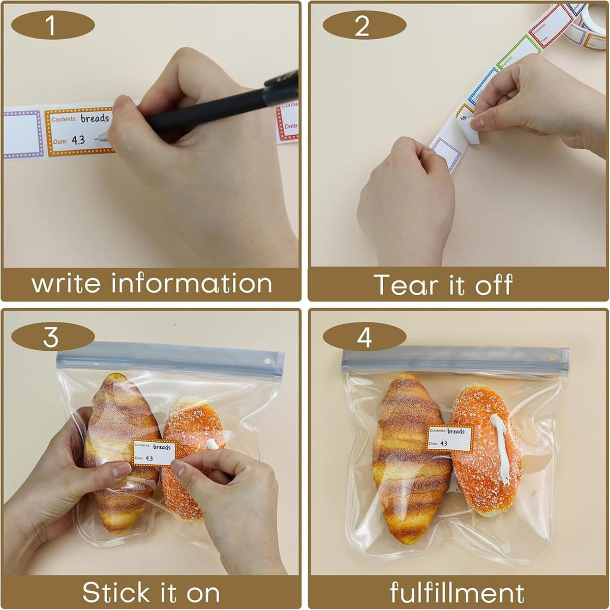 250PCS Food Labels Stickers, Freezer Labels Removable Food Storage Freezer Tape to Write on, 1x2Inch Adhesive Food Date Canning Labels for Jars Daycare Bottle Labels Food Containers