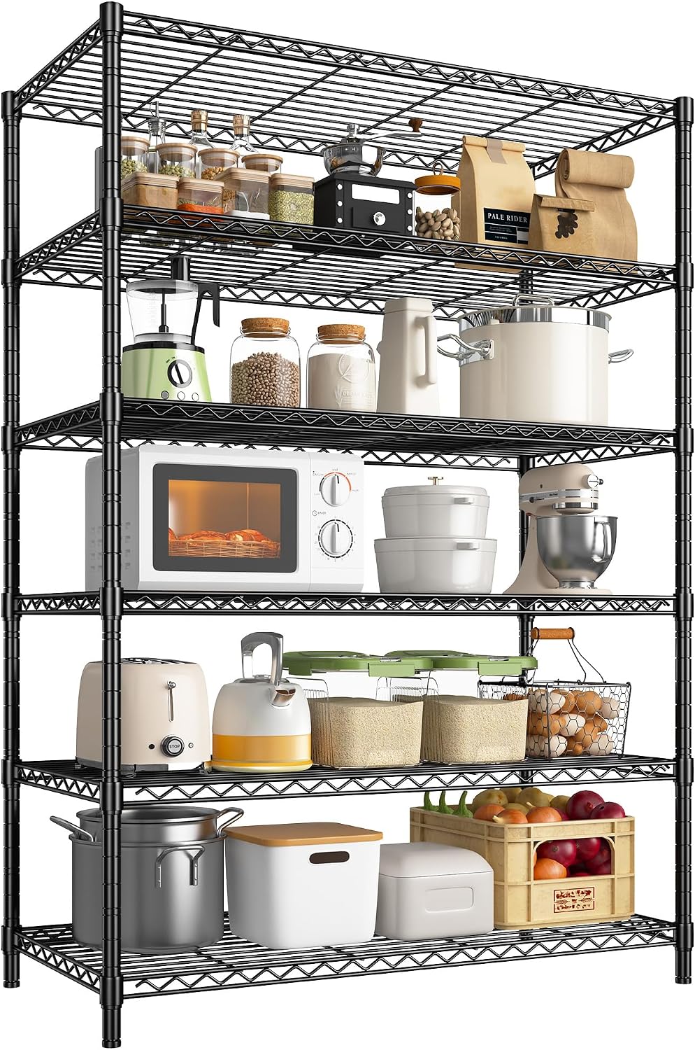 1200LBS Wire Shelving,6-Tier Metal Shelving Unit,Kitchen Pantry