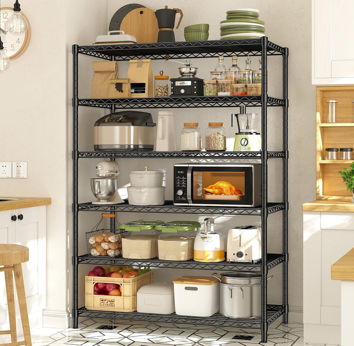 1200LBS Wire Shelving,6-Tier Metal Shelving Unit,Kitchen Pantry