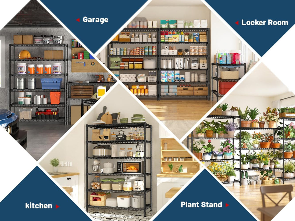 1200LBS Wire Shelving,6-Tier Metal Shelving Unit,Kitchen Pantry