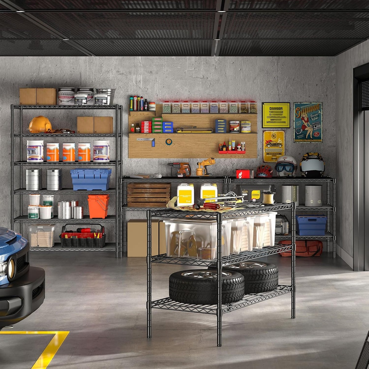 1200LBS Wire Shelving,6-Tier Metal Shelving Unit,Kitchen Pantry