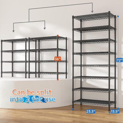 1200LBS Wire Shelving,6-Tier Metal Shelving Unit,Kitchen Pantry