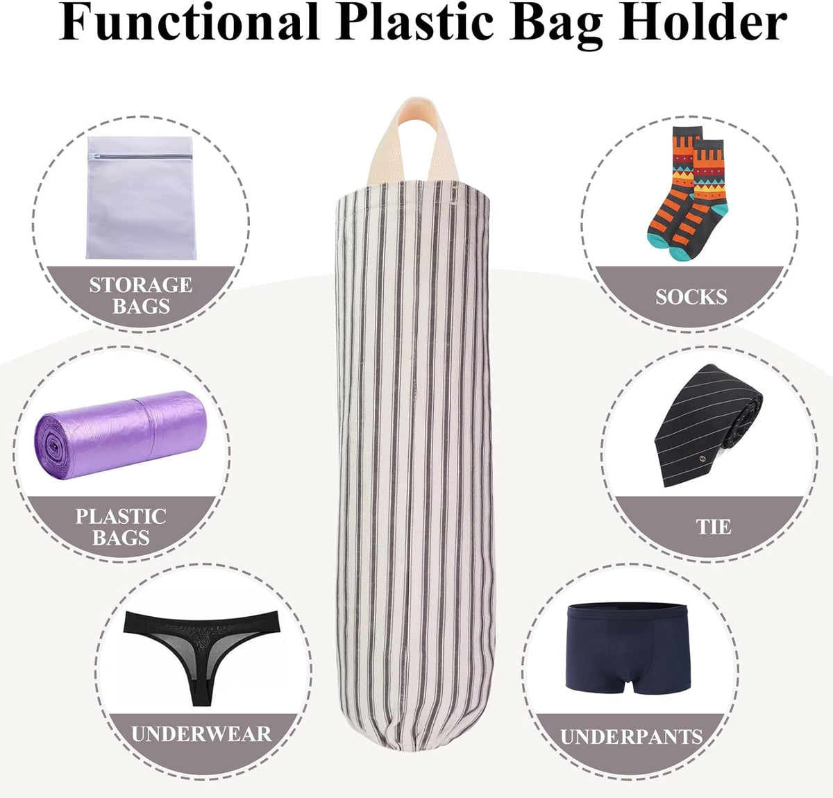 TOGETRUE Plastic Bag Holder, Wall Mount Grocery Bag Organizer for Home Kitchen Pantry Decor (Grey)