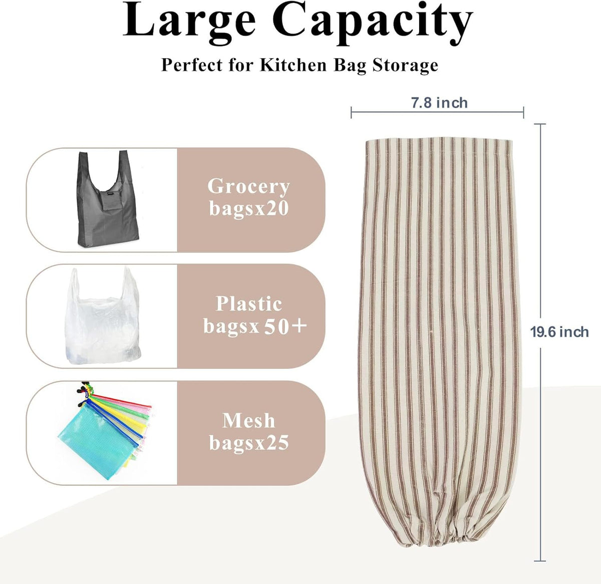 TOGETRUE Plastic Bag Holder, Wall Mount Grocery Bag Organizer for Home Kitchen Pantry Decor (Grey)