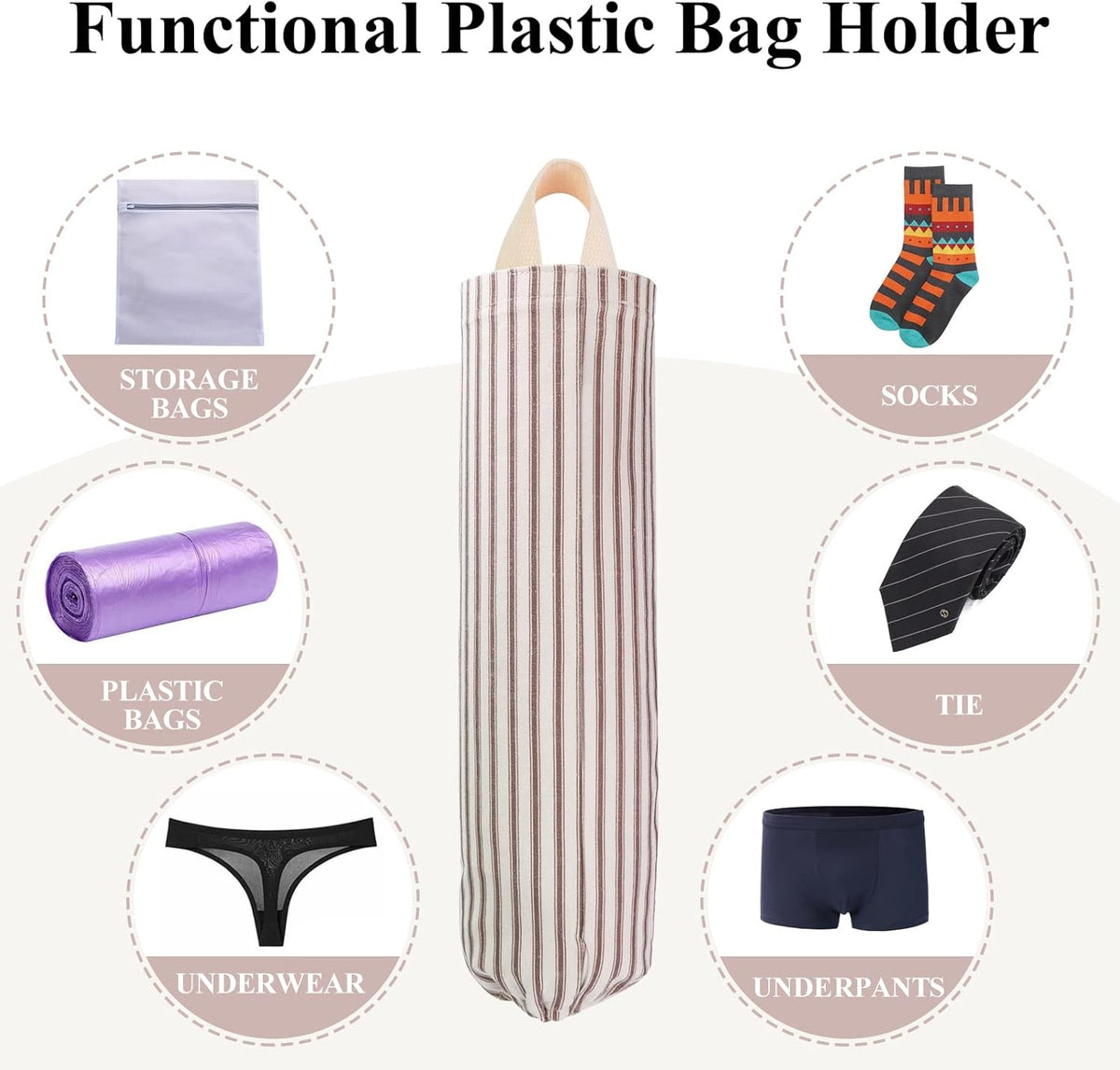 TOGETRUE Plastic Bag Holder, Wall Mount Grocery Bag Organizer for Home Kitchen Pantry Decor (Grey)