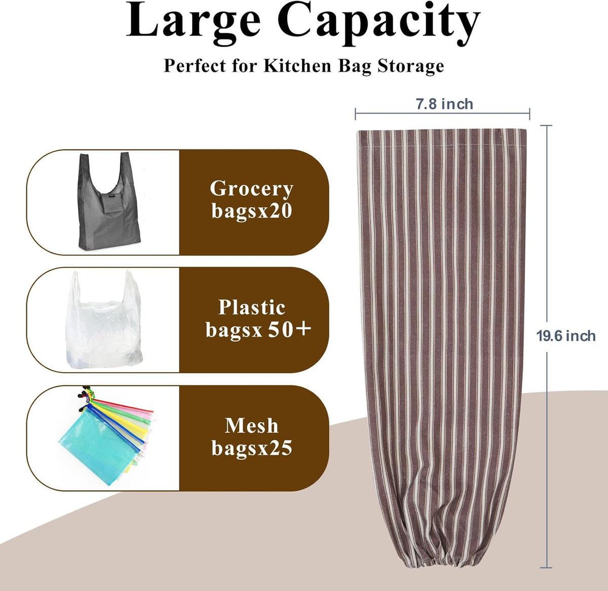 TOGETRUE Plastic Bag Holder, Wall Mount Grocery Bag Organizer for Home Kitchen Pantry Decor (Grey)